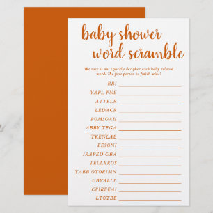 Simple Baby Word Scramble   Fall Orange Game Card