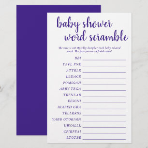 Simple Baby Word Scramble   Purple Game Card