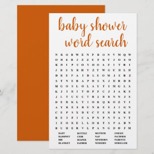 Simple Baby Word Search   Fall Orange Game Card