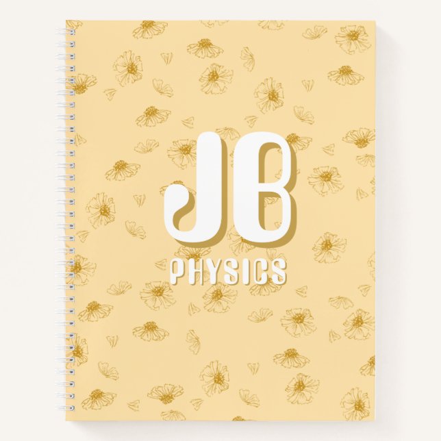 Simple baby yellow Notebook with initials  (Front)