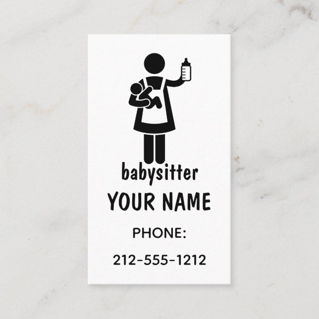 Simple Babysitter Business Cards (Front)
