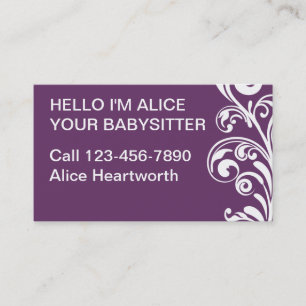 Simple Babysitting Business Cards