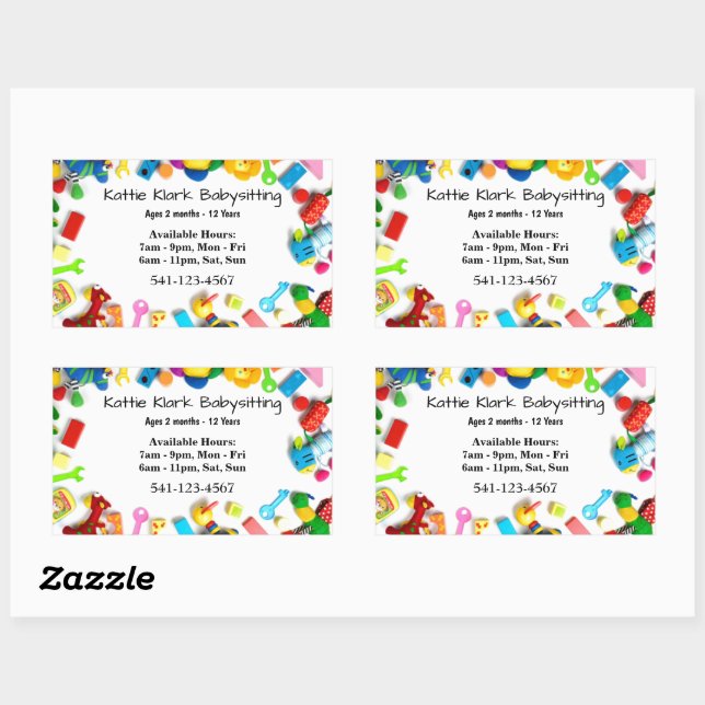 Simple Babysitting Business Cards Rectangular Sticker (Sheet)