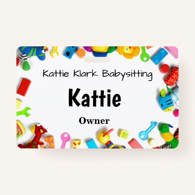 Simple Babysitting ID Badge (Front)