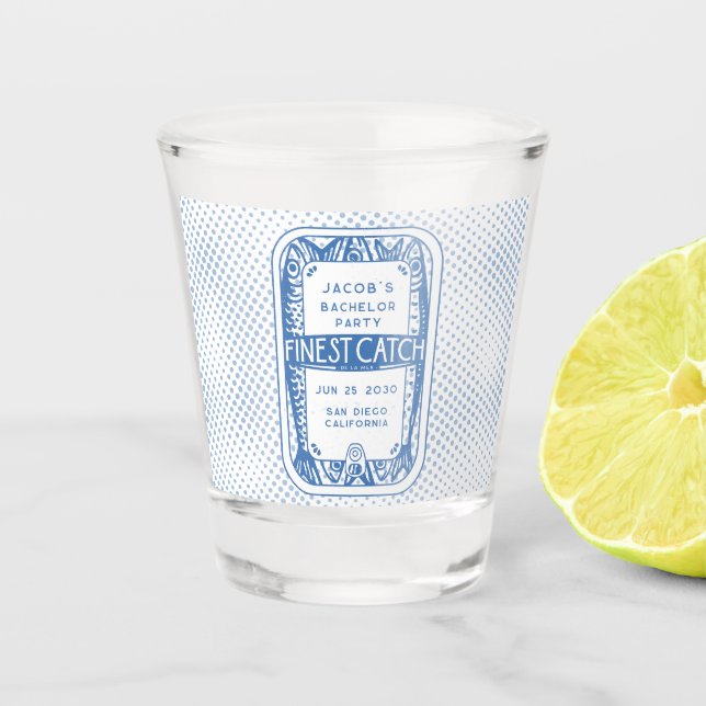 Simple Bachelor Party Fishing Guys Weekend Trip Shot Glass (Front)