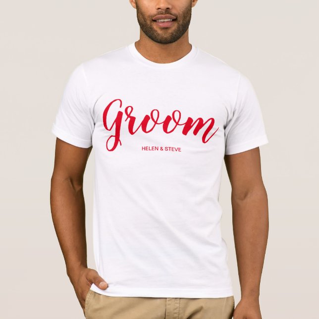 Simple Bachelor Party Personalised Groom T-Shirt (Front)