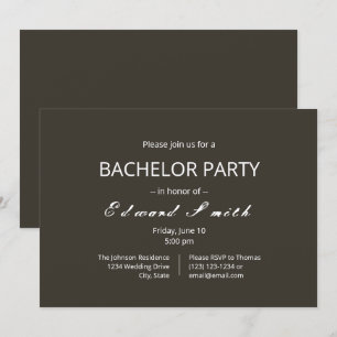 Simple Bachelor Party Wedding Invitations