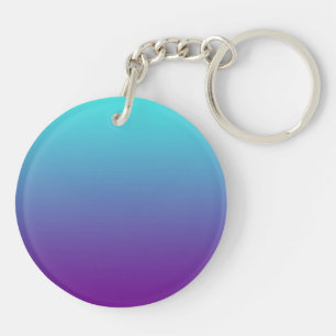 Simple Background Gradient Turquoise Blue Purple Key Ring