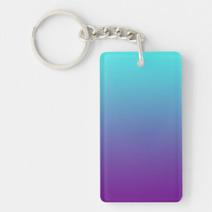 Simple Background Gradient Turquoise Blue Purple Key Ring