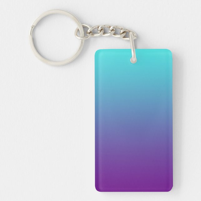 Simple Background Gradient Turquoise Blue Purple Key Ring (Front)
