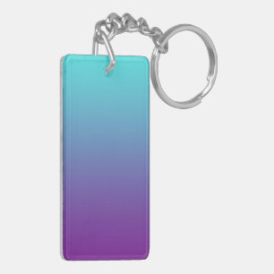 Simple Background Gradient Turquoise Blue Purple Key Ring