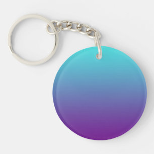 Simple Background Gradient Turquoise Blue Purple Key Ring