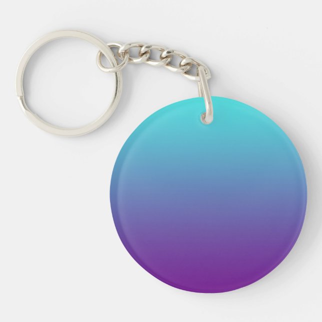 Simple Background Gradient Turquoise Blue Purple Key Ring (Front)