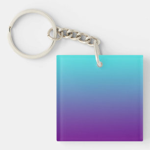 Simple Background Gradient Turquoise Blue Purple Key Ring