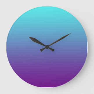 Simple Background Gradient Turquoise Blue Purple Large Clock