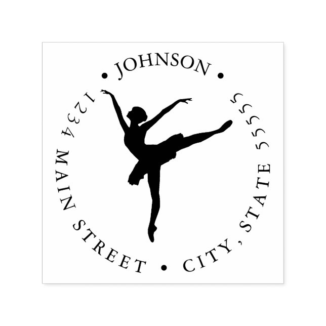 Simple Ballerina Silhouette Return Label Self-inking Stamp (Design)