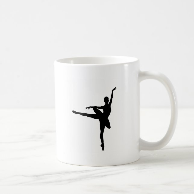 Simple Ballet Black White Ballerina Coffee Mug (Right)