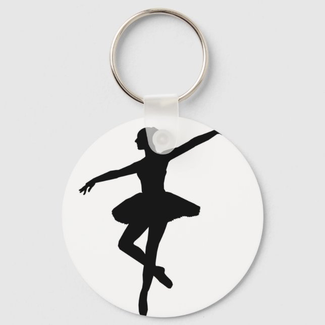 Simple Ballet Black White Ballerina Key Ring (Front)
