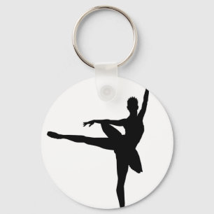 Simple Ballet Black White Ballerina Key Ring