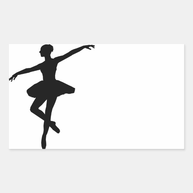 Simple Ballet Black White Ballerina Rectangular Sticker (Front)