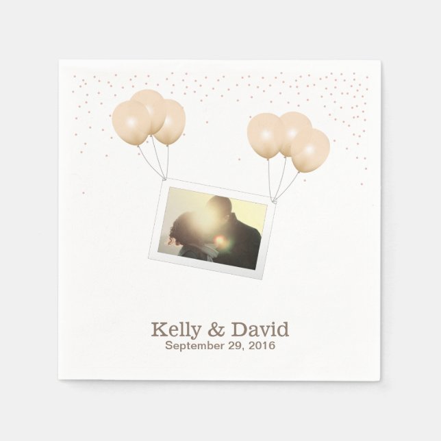 Simple Balloon Photo Chandelier Confetti Wedding Napkin (Front)
