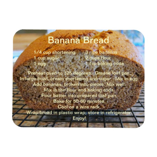 Simple Banana Bread Recipe on a Magnet (Horizontal)