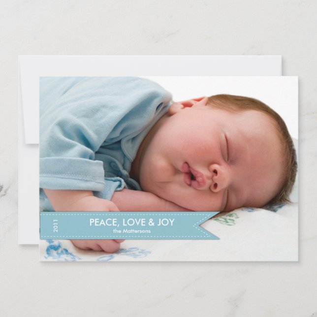 Simple Banner Photo Holiday Card (Front)