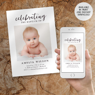 Simple Baptism Photo Invitation