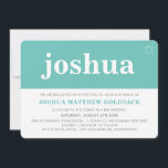 SIMPLE BAR MITZVAH modern minimal star mint green Invitation<br><div class="desc">A trendy, simple design for your child's BAR MITZVAH INVITATIONS. Wow your friends and family with this little number ;DSetup as a template it is simple for you to add your own details, add your photo or hit the customise button and you can add or change text, fonts, sizes etc...</div>