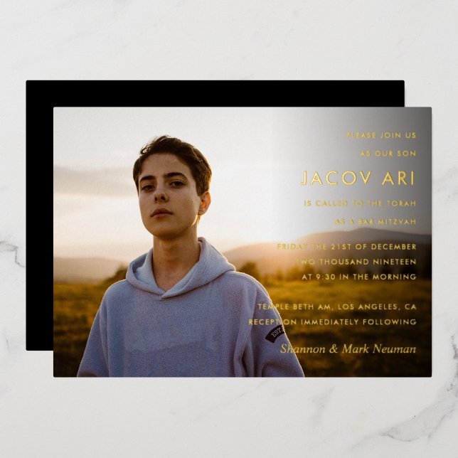 Simple Bar Mitzvah Photo (Front/Back)