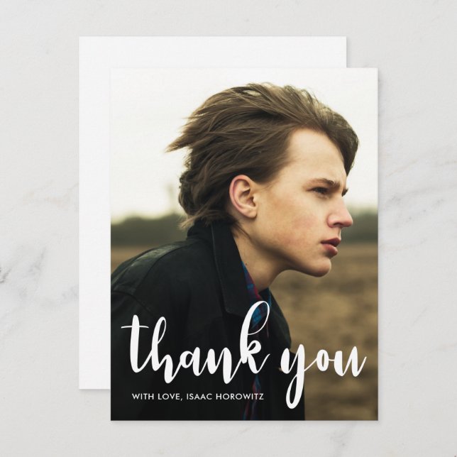 Simple Bar Mitzvah Thank You Star of David Photo Postcard (Front/Back)