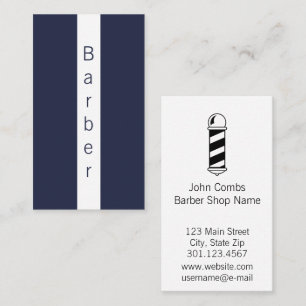 Simple Barber and Barber Pole Template Business Card