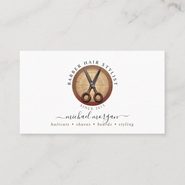 Simple Barber Hair Stylist Scissors Business Card (Front)