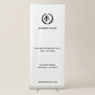 Simple barber shop black and white template retractable banner