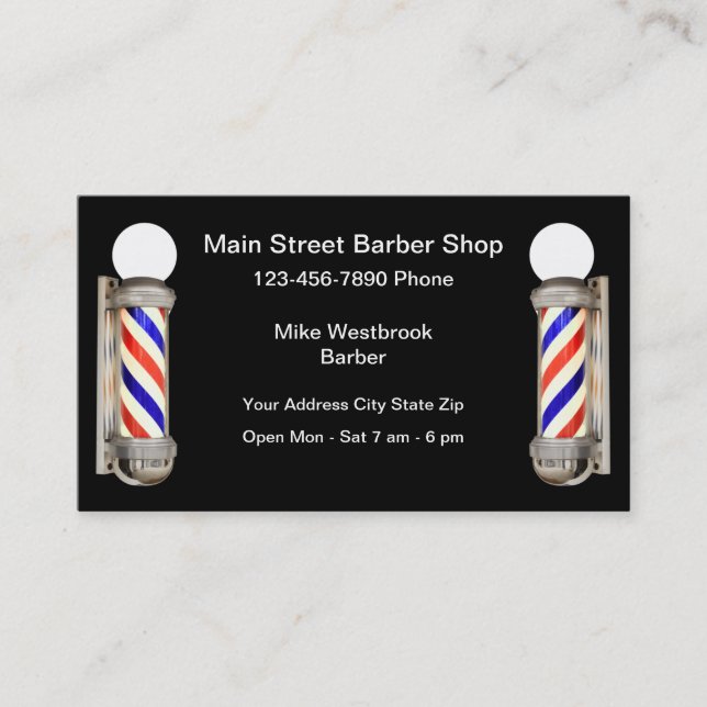 Simple Barber Shop Light Theme Business Card (Front)
