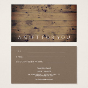 Simple Barn Wood   Rustic Gift Card Certificate