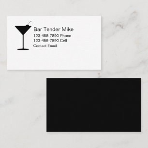 Simple Bartender For Hire Modern Business Cards