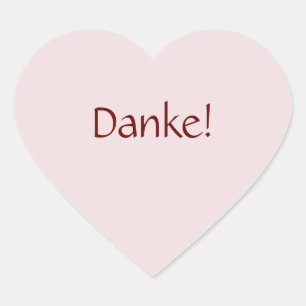 Simple Basic "Danke!" Text Design Heart Sticker