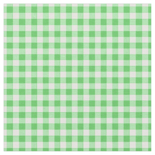 Simple Basic Green Gingham Fabric (Close Up)