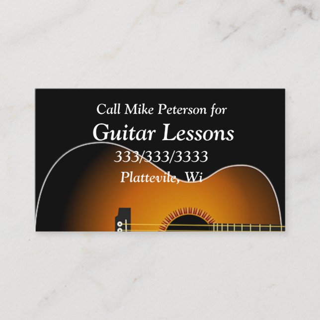 Simple Basic Guitar Lessons Business Card (Front)