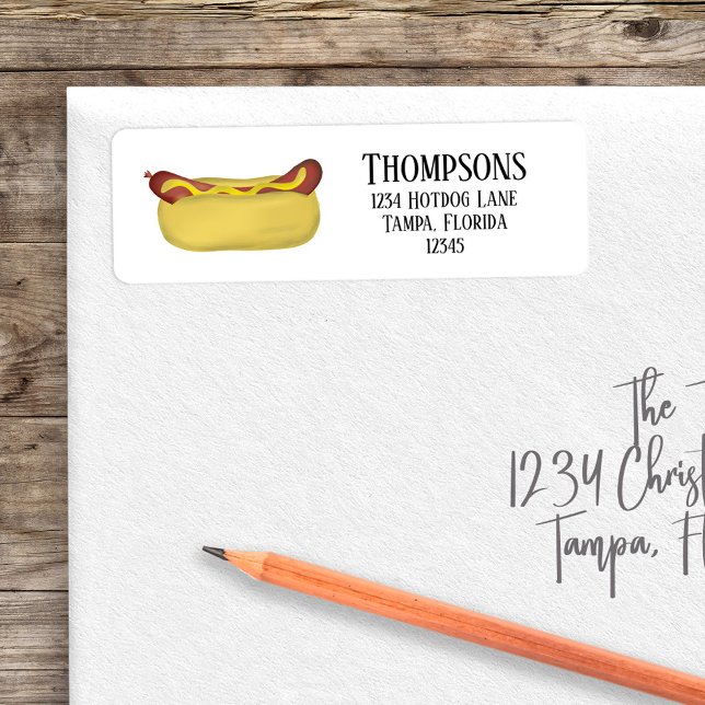 Simple Basic Hot Dog Stylish (Return address label with a whimsical hot dog.)