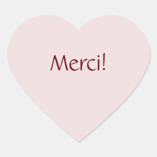 Simple Basic "Merci!" Text Design Heart Sticker