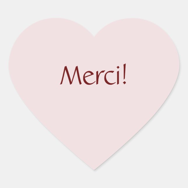Simple Basic "Merci!" Text Design Heart Sticker (Front)