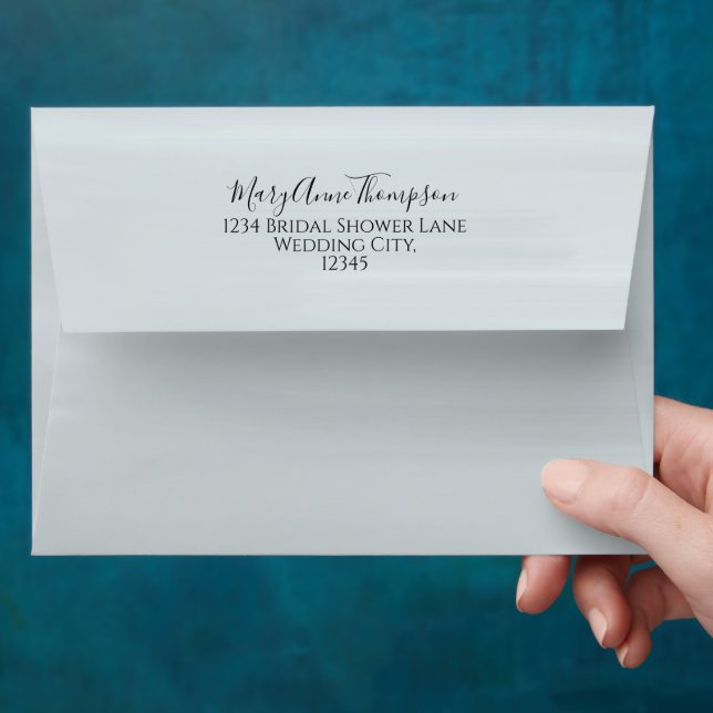 Simple Basic Minimalist Light Blue Calligraphy  Envelope (Hand)