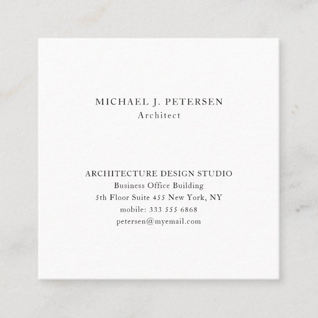 Simple basic minimalist professional template square business card (Front)
