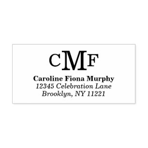 Simple Basic Modern 3 Monogram Custom Colour Self-inking Stamp