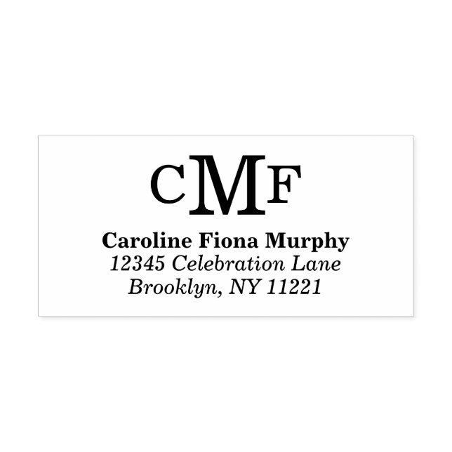 Simple Basic Modern 3 Monogram Custom Colour Self-inking Stamp (Design)