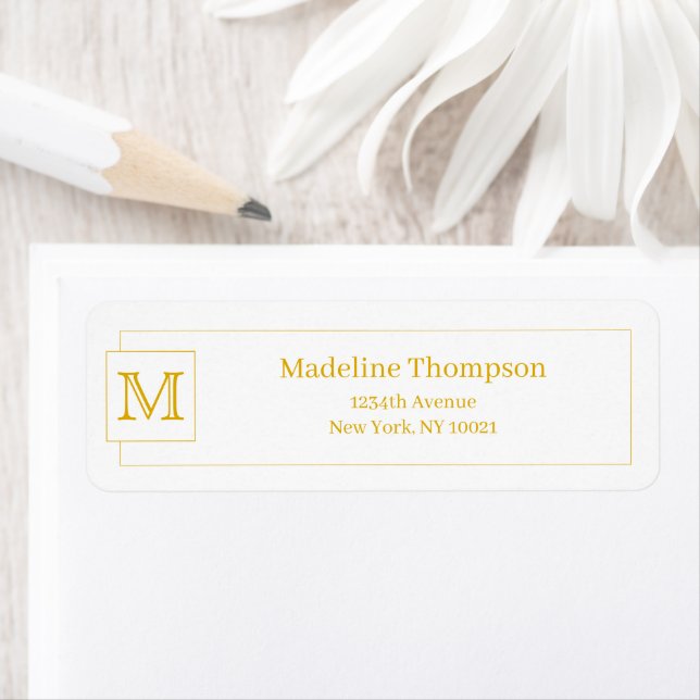Simple Basic Mustard Initial Monogram Name Border (Insitu)