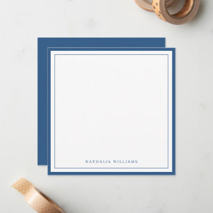 Simple Basic Navy Blue Border Stationery Card