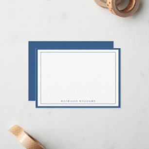 Simple Basic Navy Blue Border Stationery Card